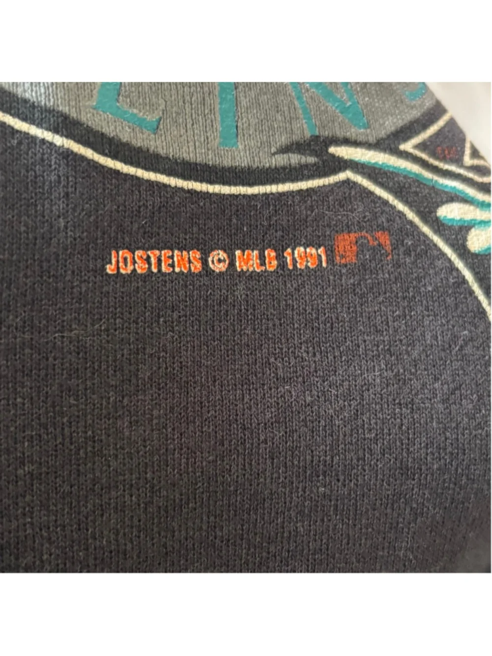 Vintage Florida Marlins Crewneck Sweatshirt Mens XL Black 1991 - Picture 4 of 4
